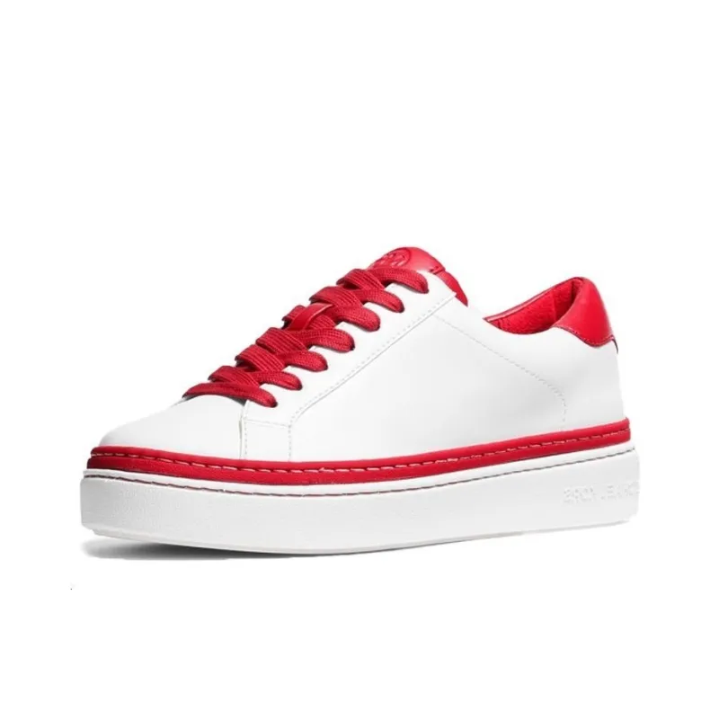 MICHAEL KORS Low Top Stylish Skateboarding Shoes Women's White Red-3
