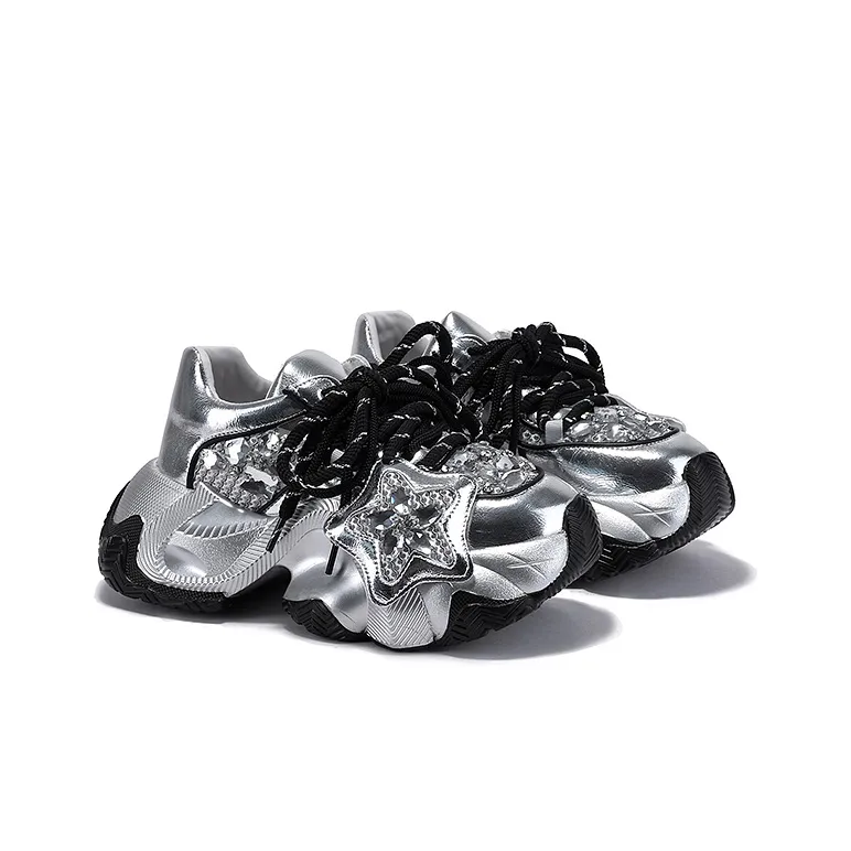 SELAIYA Slip Resistant, Abrasion Resistant, Breathable Low Top Chunky Sneakers Women's-1