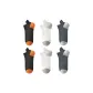 2 Black, 2 Dark Gray, 2 White