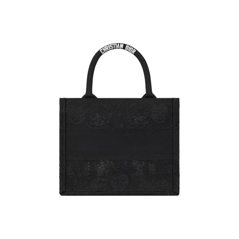 DIOR BookTote Embroidery Tote Bag Shopping Bag Handbag Small Size Women's Black-2