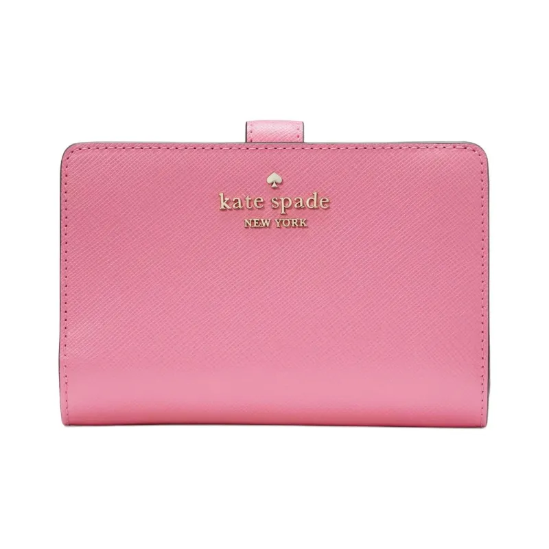 Kate Spade Saffiano Leather Wallet Medium Size Women's Blossom Pink Red-0