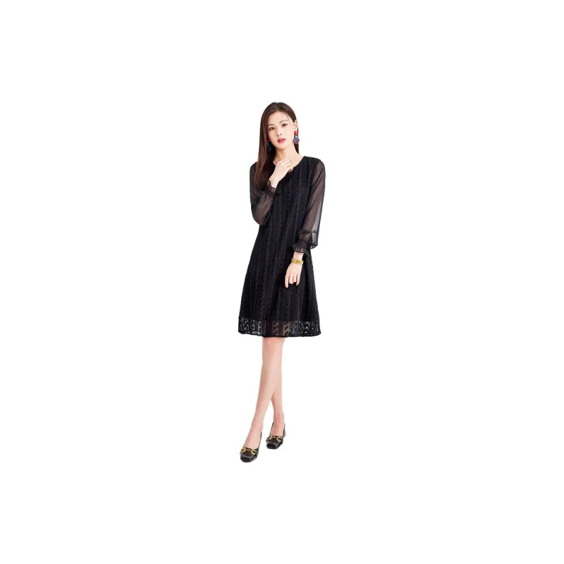 CARBAMMI Long Sleeved Dresses Women's Black-3