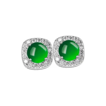 Green Craftsman Ice Glutinous Stud Earrings Women's
