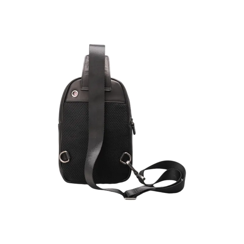 CMLZIUA Top Grain Cow Leather Sling Bag Regular Unisex Black-4