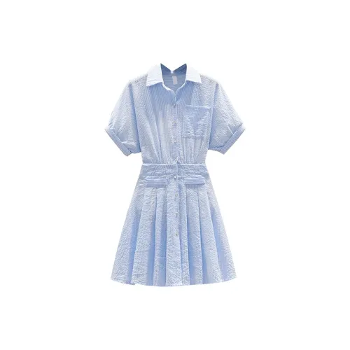 Oddgoods Short-Sleeved Dresses Women's Blue