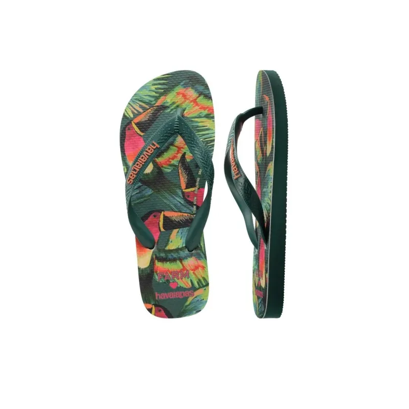 FARM RIO x Havaianas Quiet Quick Dry Flip Flops Women's Green-3