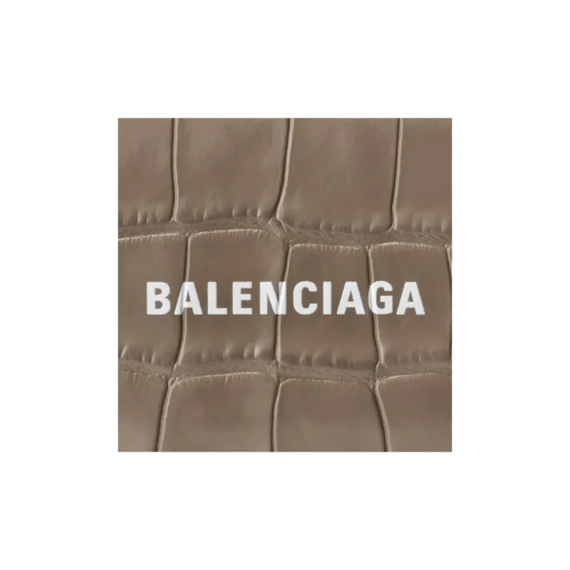 Balenciaga Cash Embossed Calfskin Wallet Mini Women's Beige Brown-6