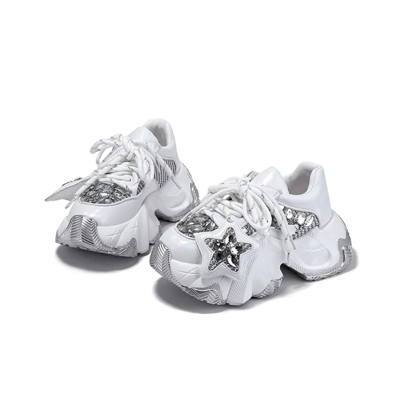 SELAIYA Slip Resistant, Abrasion Resistant, Breathable Low Top Chunky Sneakers Women's-7