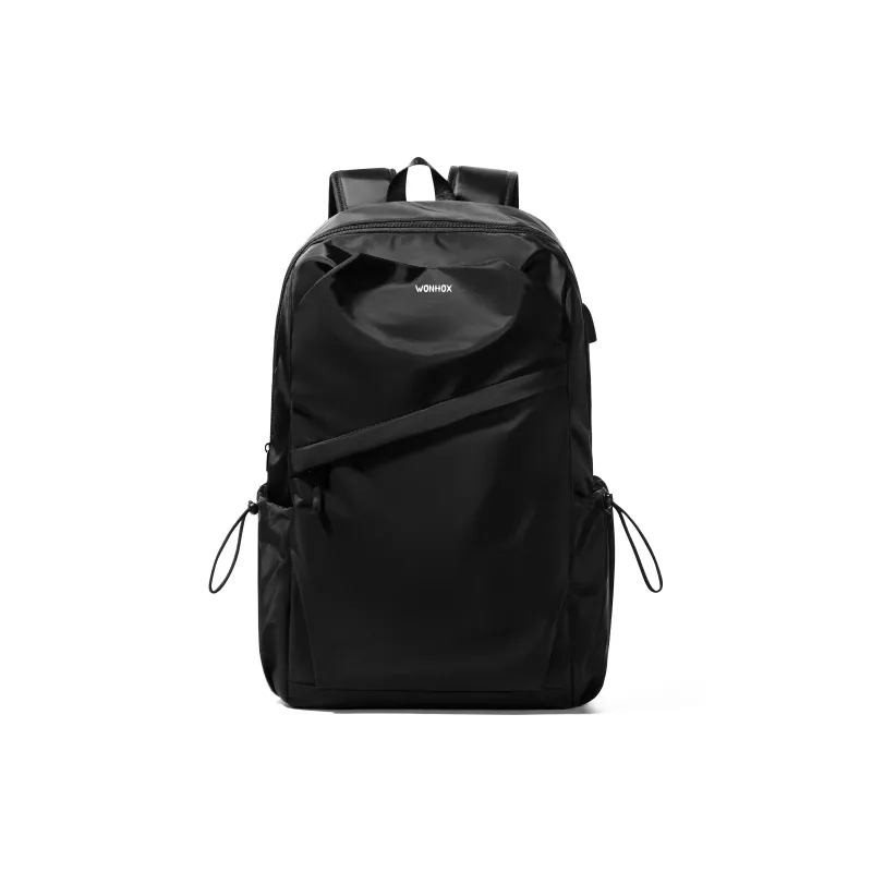 WONHOX Fabric Backpack Computer Backpack Travel Bag Backpack Regular Unisex Black-0