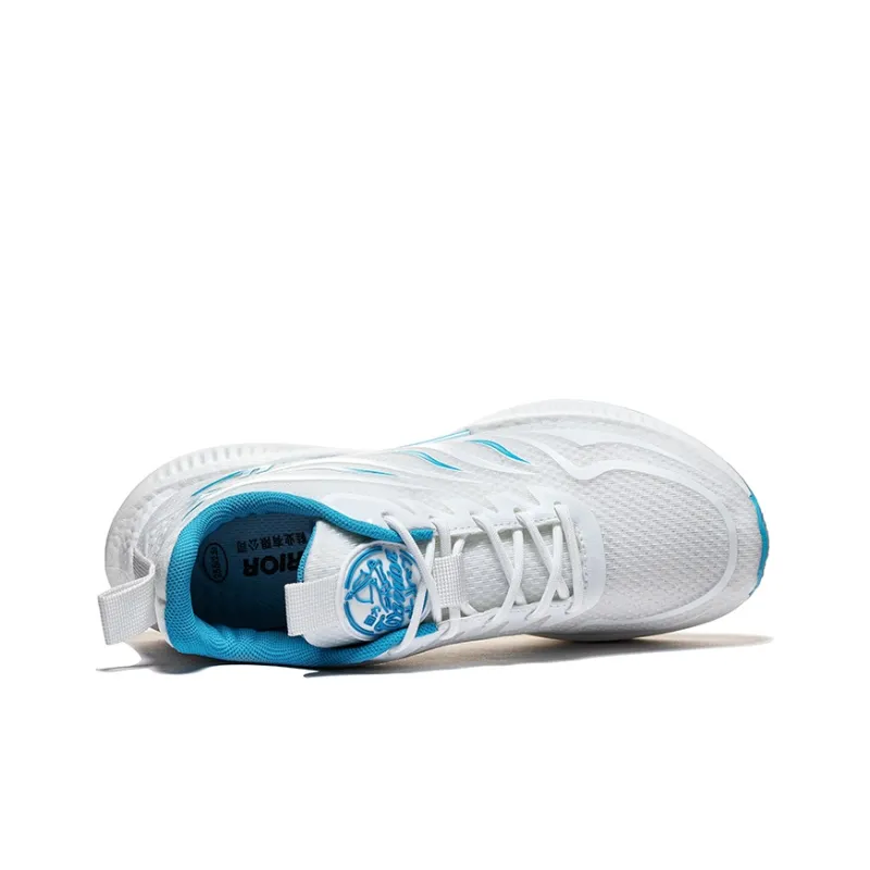 Warrior Anti Slip And Wear Resistant Breathable Low Top Running Shoes Men's White Lake Blue-3