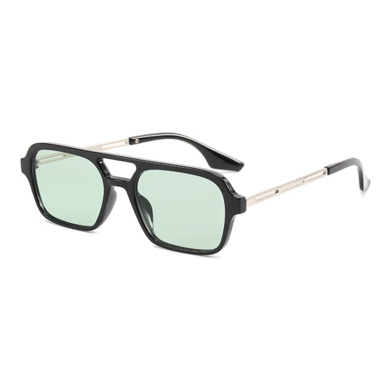 SOMAN Metal Aviator Sunglasses Unisex Black Gray Leopard Print Orange Transparent-6