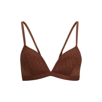 HUGO BOSS Padded Triangle Bra With Monogram Pattern Bra Women's Brown
