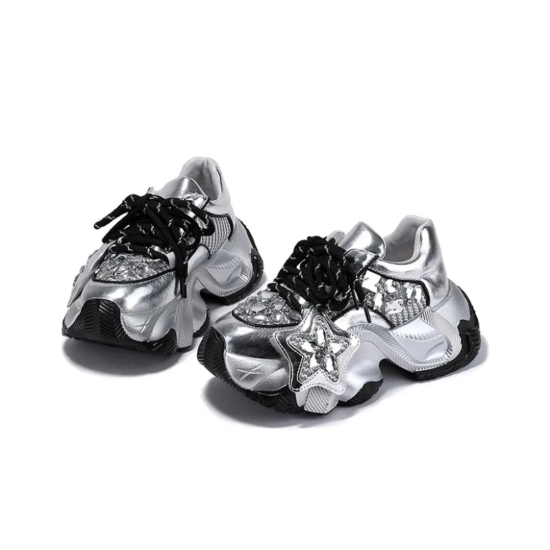 SELAIYA Slip Resistant, Abrasion Resistant, Breathable Low Top Chunky Sneakers Women's-2