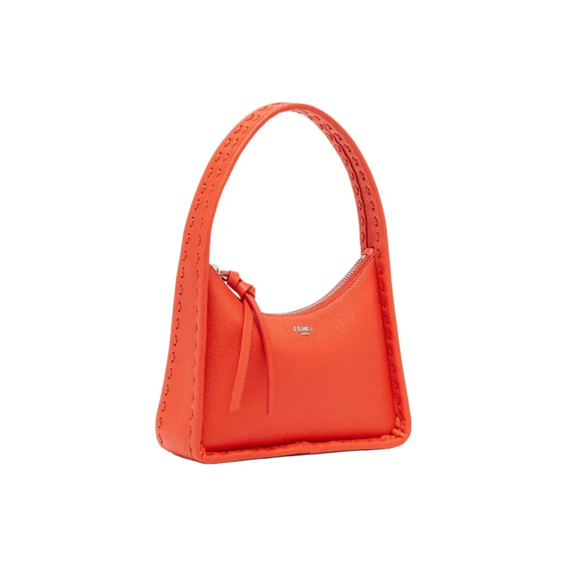 FENDI Calfskin Crescent Bag, Shoulder Bag, Handbag Mini Women's Red-1