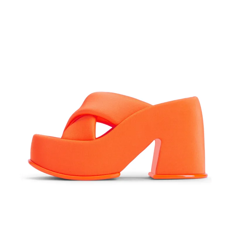 CHARLES&KEITH Slide Slippers Women's Black Textured/Chalk White/Orange-8
