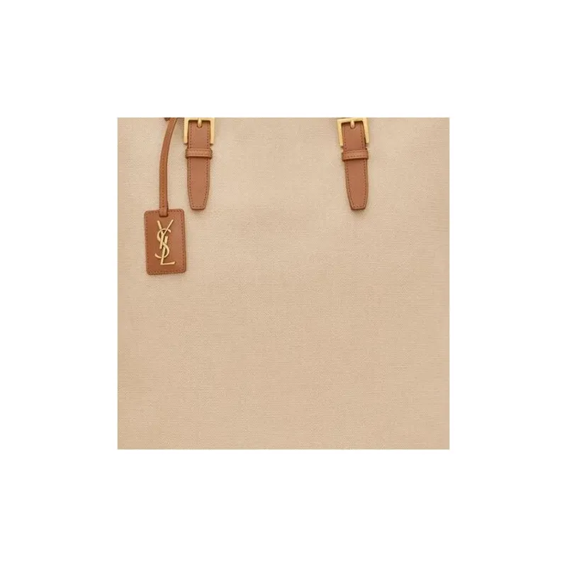 SAINT LAURENT Leather Tote Bag, Shopping Bag, Handbag Women's Desert Dust Tone With Brick-5