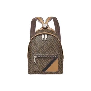 FENDI Cotton Backpack Trumpets Men's Brown
