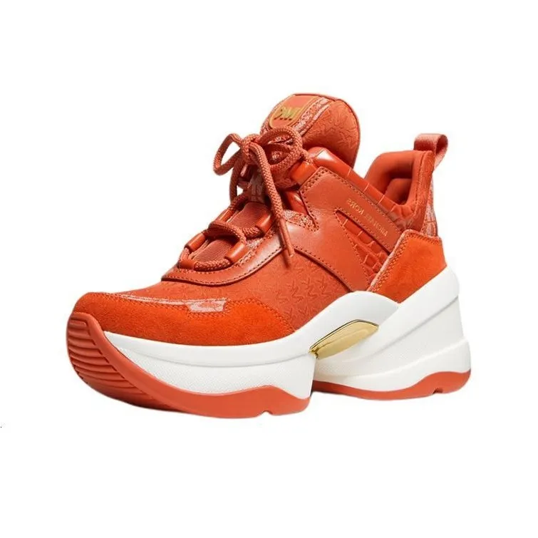 MICHAEL KORS Olympia Low Top Platform Shoes Women's Orange-3