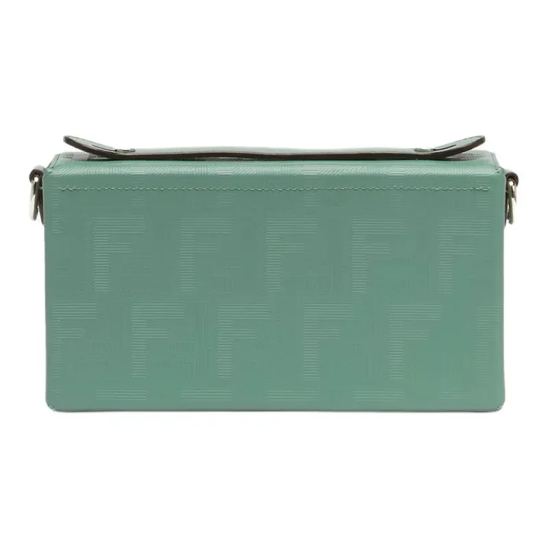 FENDI BaguetteTrunk Calfskin Shoulder Bag, Crossbody Bag, Handbag Men's Green-2