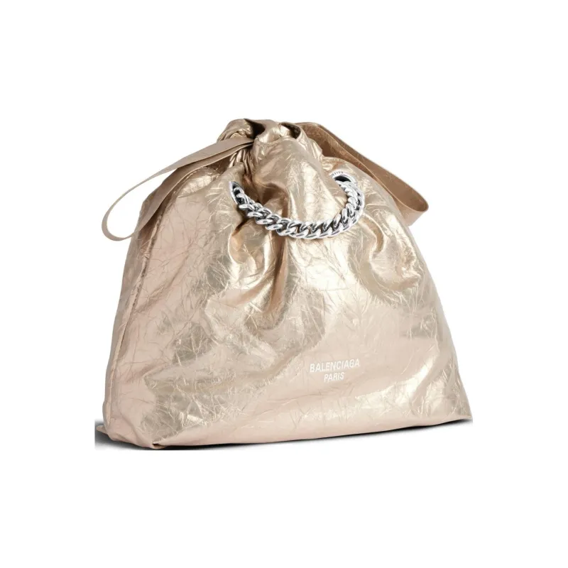 Balenciaga Small Crush Metallic Drawstring Tote Bag-2