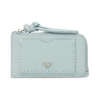 FENDI Peekaboo Calfskin Card Holder Women's Light Blue