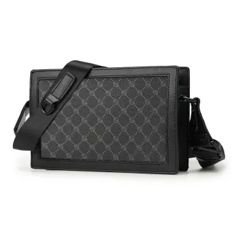 Slazenger Synthetic Leather Small Square Bag Messenger Bag Shoulder Bag Unisex Black Gray