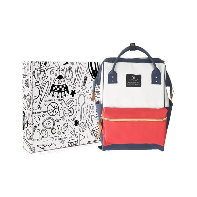 SURELAPTOP Oxford Mommy Bag, Backpack Regular Women's Beige Red Blue-6