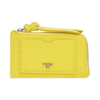 FENDI Peekaboo Calfskin Card Holder Women's Yellow
