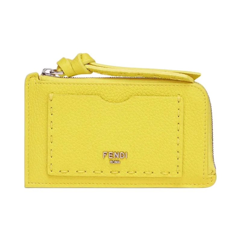 FENDI Peekaboo Calfskin Card Holder Women's Yellow-0