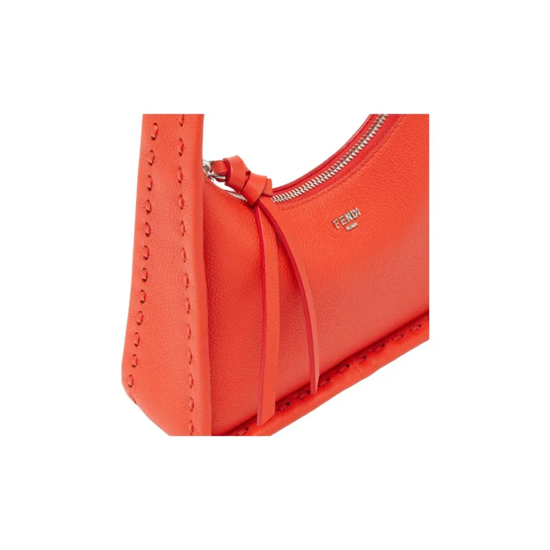 FENDI Calfskin Crescent Bag, Shoulder Bag, Handbag Mini Women's Red-4