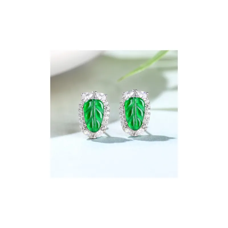 Princess Cui Ice Glutinous Jadeite Stud Earrings Women's-2
