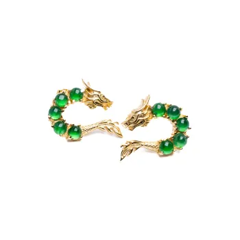 Green Waves Glutinous Jade Jadeite Stud Earrings Women's