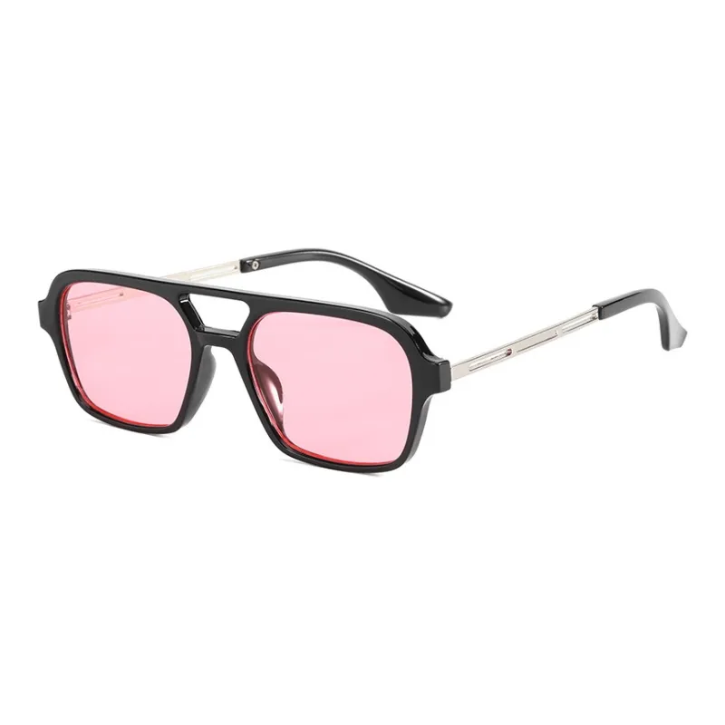 SOMAN Metal Aviator Sunglasses Unisex Black Gray Leopard Print Orange Transparent-1