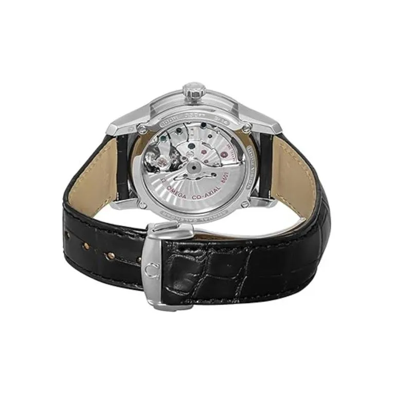OMEGA Automatic Mechanical Movement Unisex Watch 41mm Silver Dial Stainless Steel Case Leather Strap-2