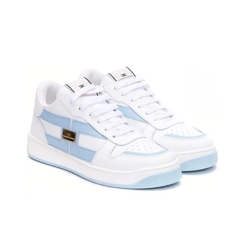 Elisabetta Franchi Low Top Skateboard Shoes Women's White Light Blue-2