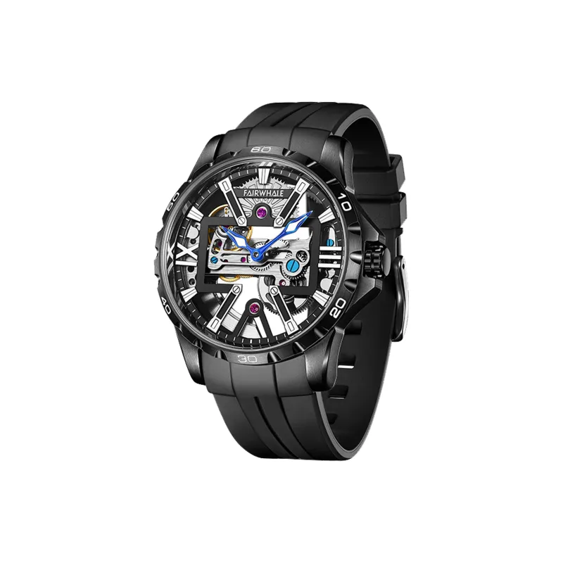 FAIRWHALE Pioneer Collection Men's Watch Automatic Mechanical Movement Silicone Strap Watch Men's Watches Cut Out Dial-11
