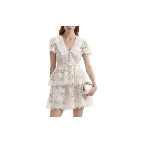 Self-portrait Short-Sleeved Dresses Women's Ivory White