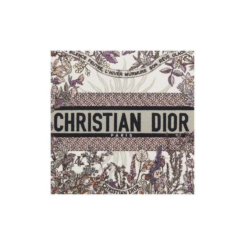 DIOR BookTote Embroidery Tote Bag Shopping Bag Handbag Medium Size Women's Beige & Multicolor-4