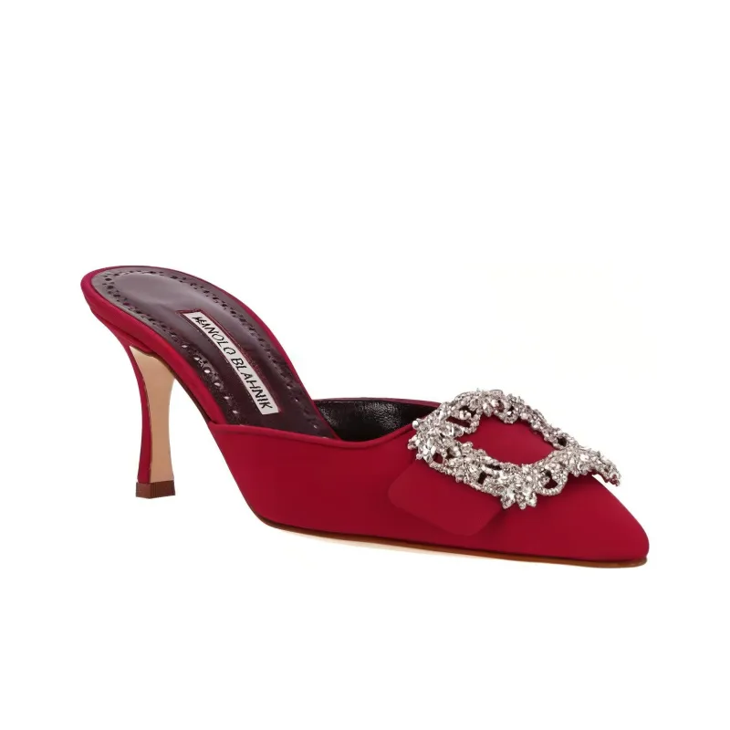 MANOLO BLAHNIK Wrap-toe Slippers Women's Burgundy-2