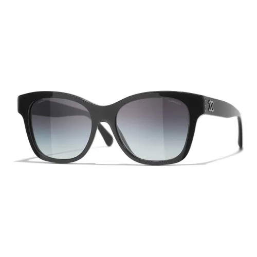 CHANEL Plate Frame Butterfly Sunglasses Unisex Black