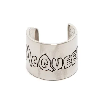 Alexander McQueen Graffiti Logo Engraved Ring