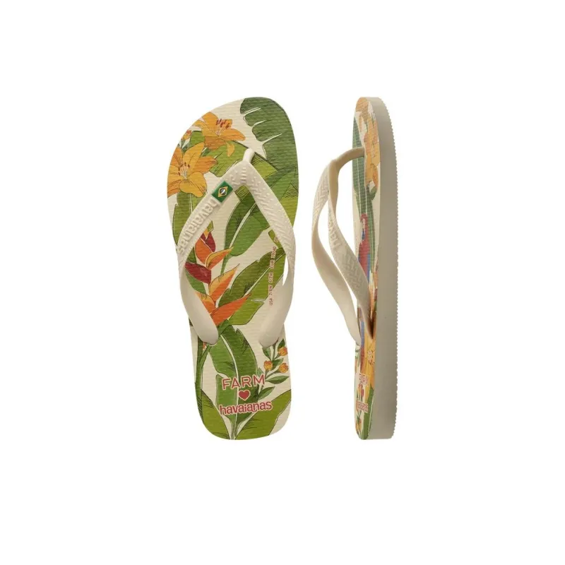 FARM RIO x Havaianas Flip Flops Women's Beige Green-4