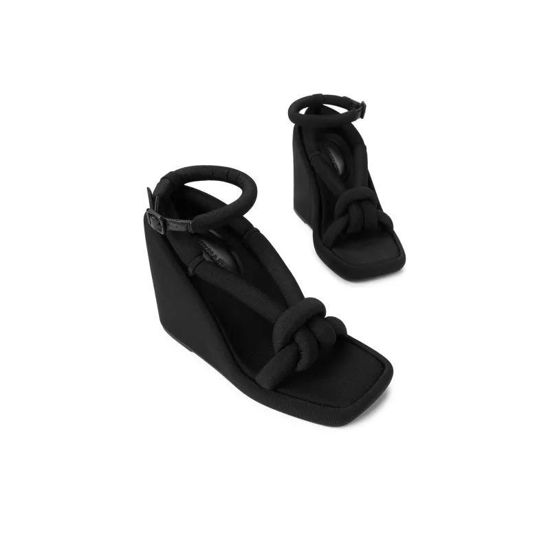 CHARLES&KEITH Small CK Strap Sandals 10.2cm Women's BLACK TEXTURED / White Chalk-2