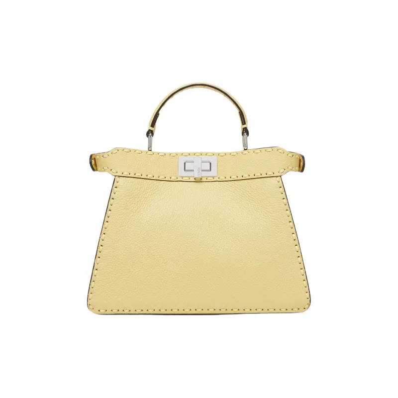 FENDI Peekaboo ISeeU Calfskin Shoulder Bag Crossbody Bag Handbag Small Size Women's Yellow-2