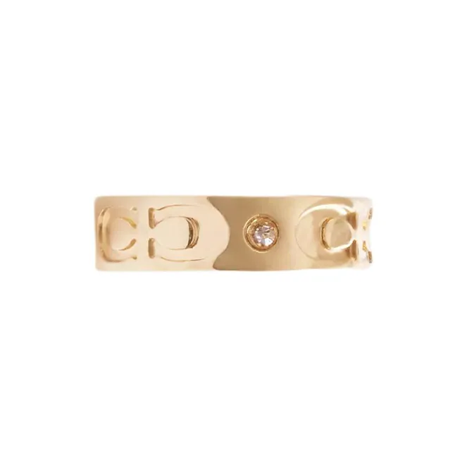 COACH Brass-Plated Glass Cubic Zirconia Clip-On Earrings Women's Gold-2