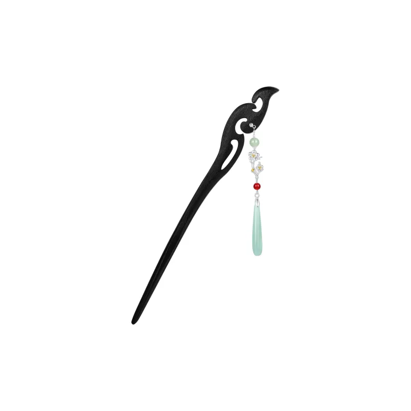 KINGFOCUS 925 Sterling Silver Red Agate Resin Hairpins Women's-0