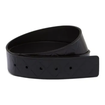 PRADA Micro-Logo Design Smooth Buckle Leather Belts Men's Black 3.5CM