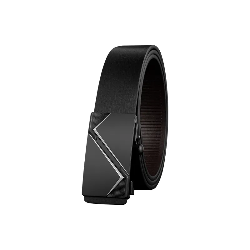 LUCKY LION Buttonless Automatic Buckle Business Casual For Middle Aged Men Cow Leather Belts Men's-1