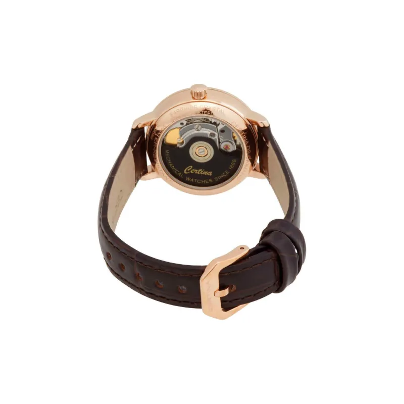CERTINA Camaro Collection Mechanical Movement Women's Watch Watch 31mm Black Dial Stainless Steel Case Leather Strap-2