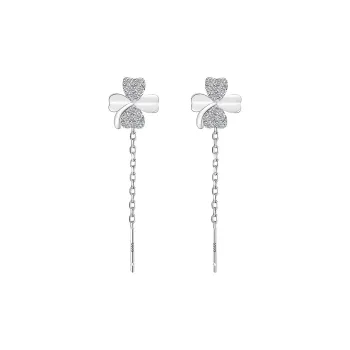 LIANDUO S999 Fine Silver Drop Earrings Women's Good Luck